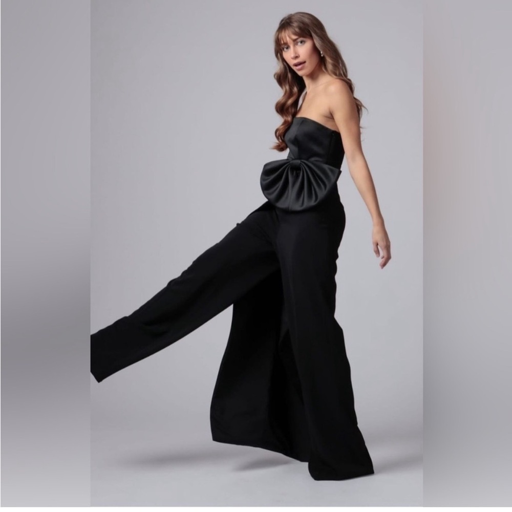 JAY GODFREY Kings Satin Bow Overskirt Jumpsuit Size - 2 MSRP $350